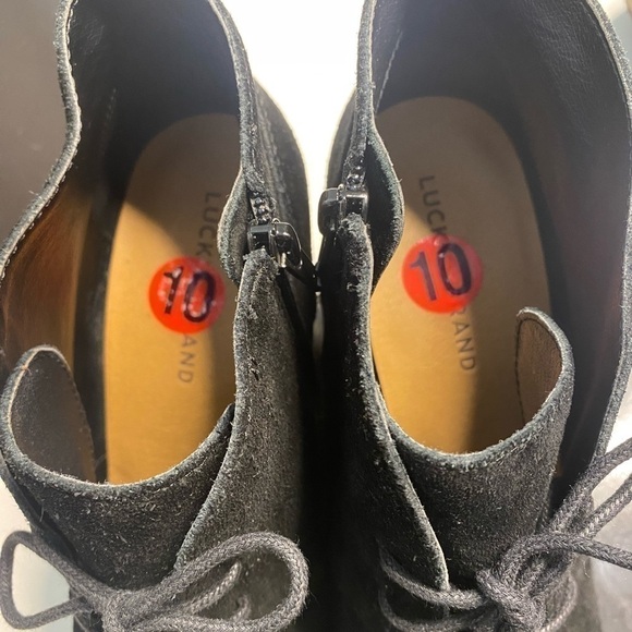 Lucky Brand Suede Leather Lace-up Wedge Boots 10 - Picture 2 of 7